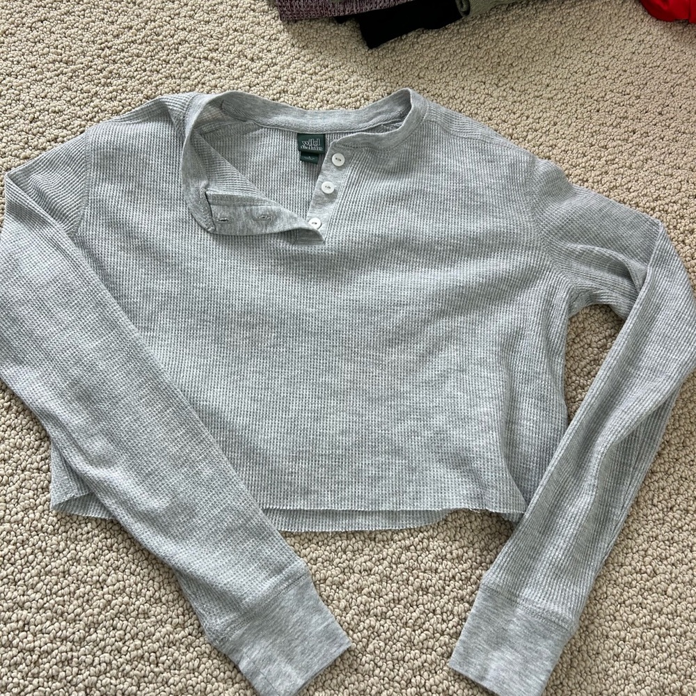Wild Fable Gray Polo Crop Sweatshirt